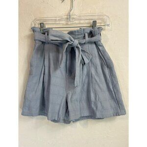 Good Luck Gem Sz M Paper Bag Waist Tie Shorts Light Blue